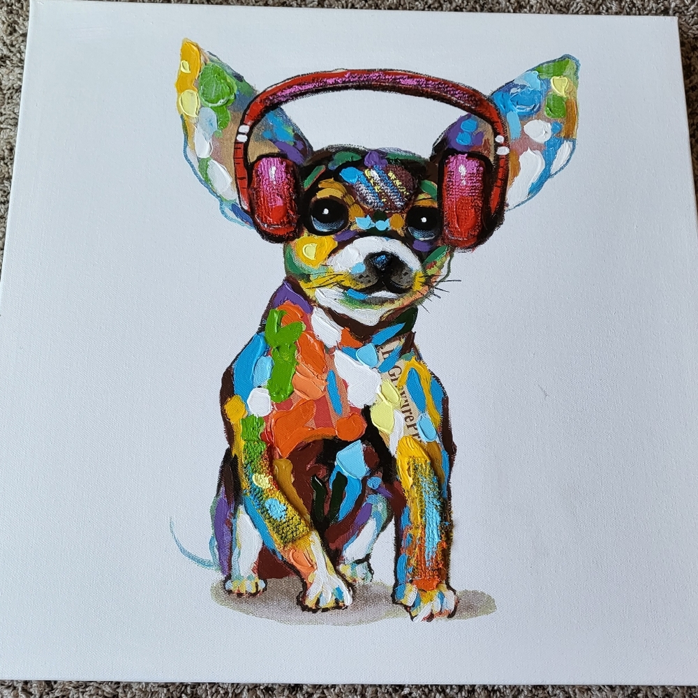 24x24 painted chihuahu canvas.  Includes certification from Yosemite.